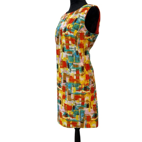 TAHARI ASL Abstract Watercolor Sheath Dress Size 10 - Vibrant Art Print - Picture 2 of 8